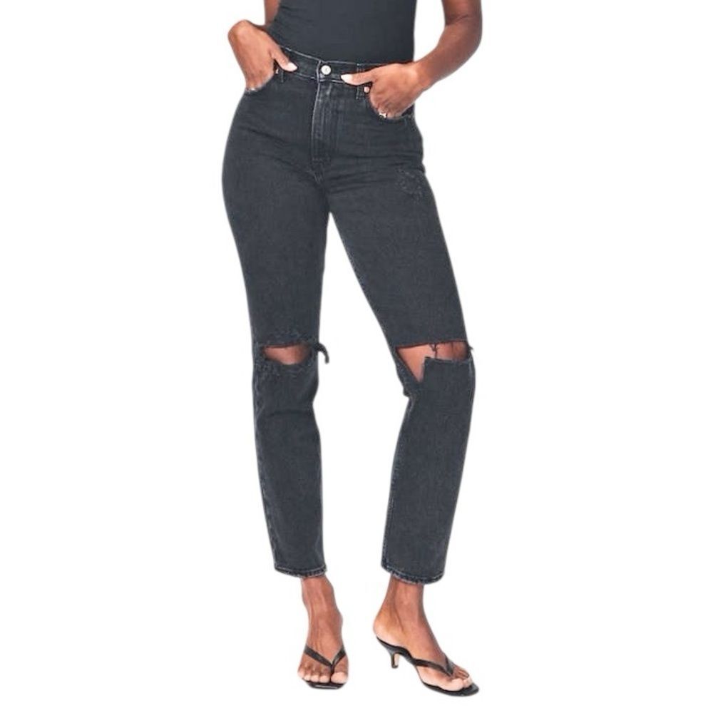 Abercrombie The‎ 90s Straight Ultra High Rise Black Distressed Jeans Size 4 / 27